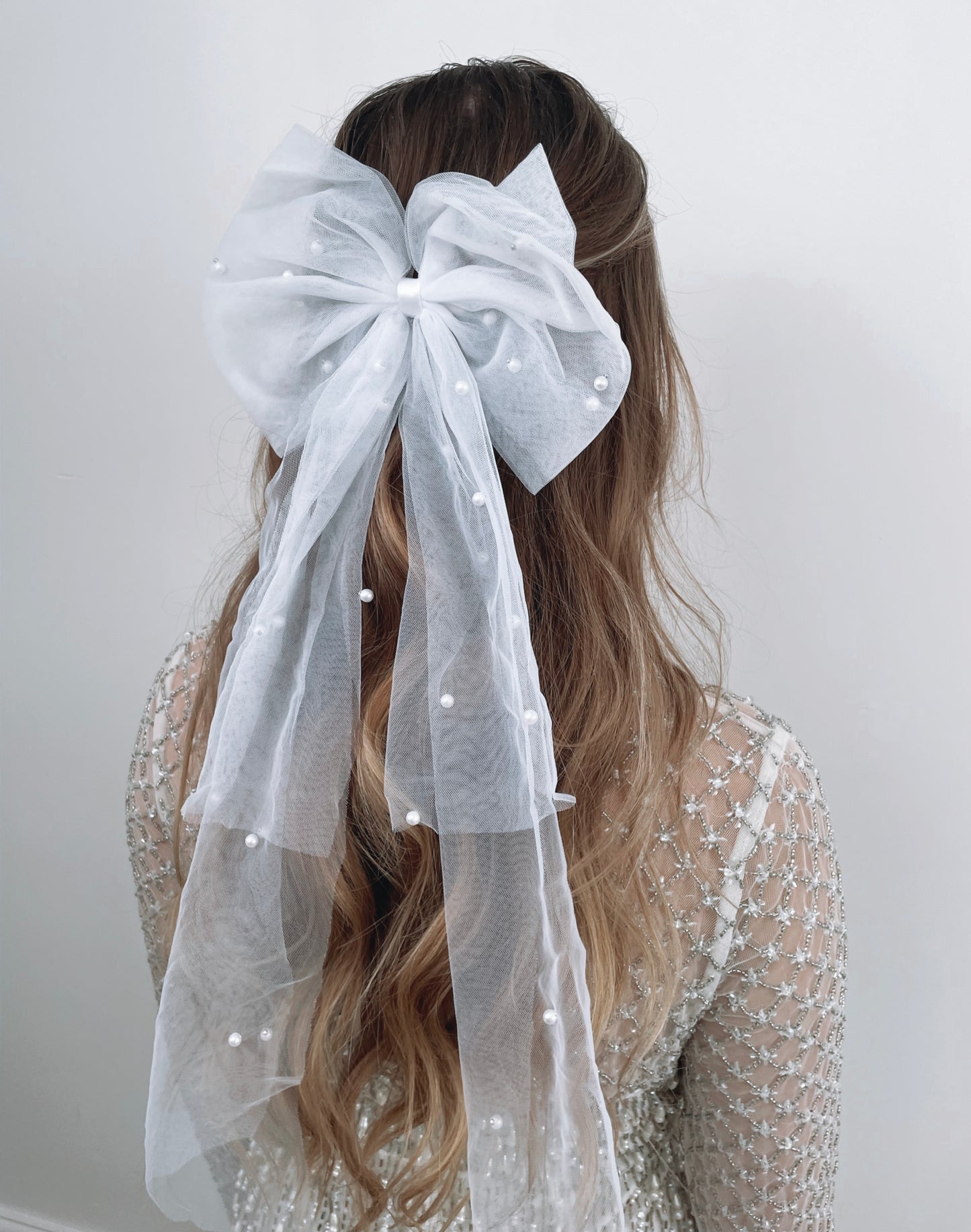 Pearl Tulle Hair Bow