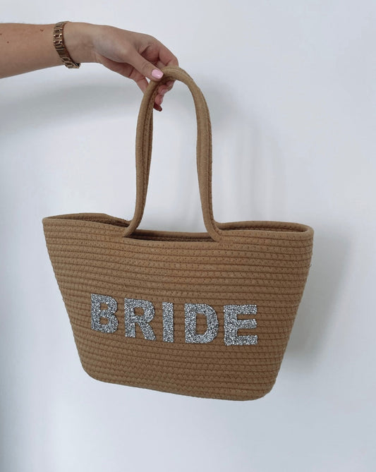 Personalised Diamante Straw Tote Bag