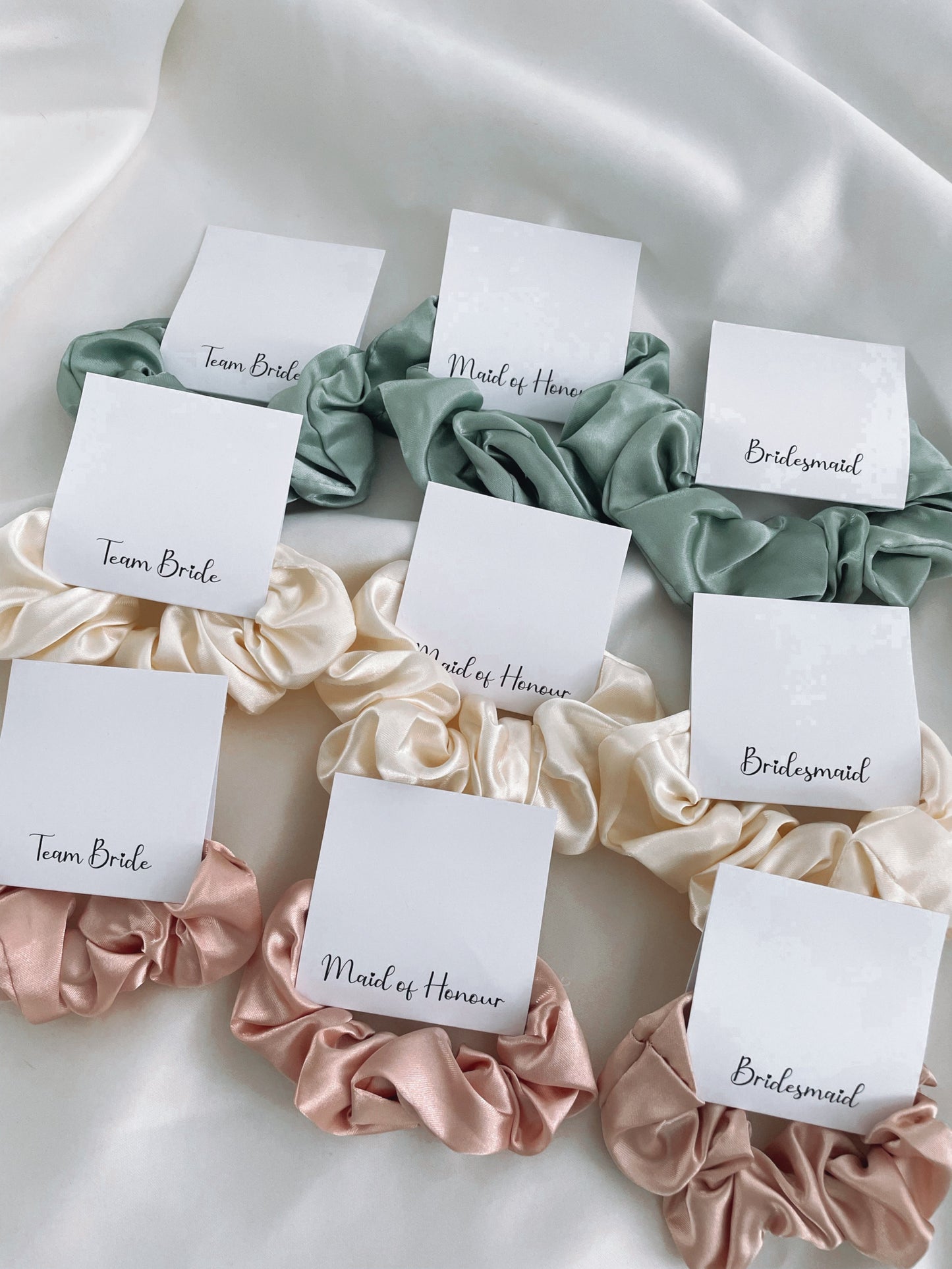 Personalised Ivory Satin Scrunchie