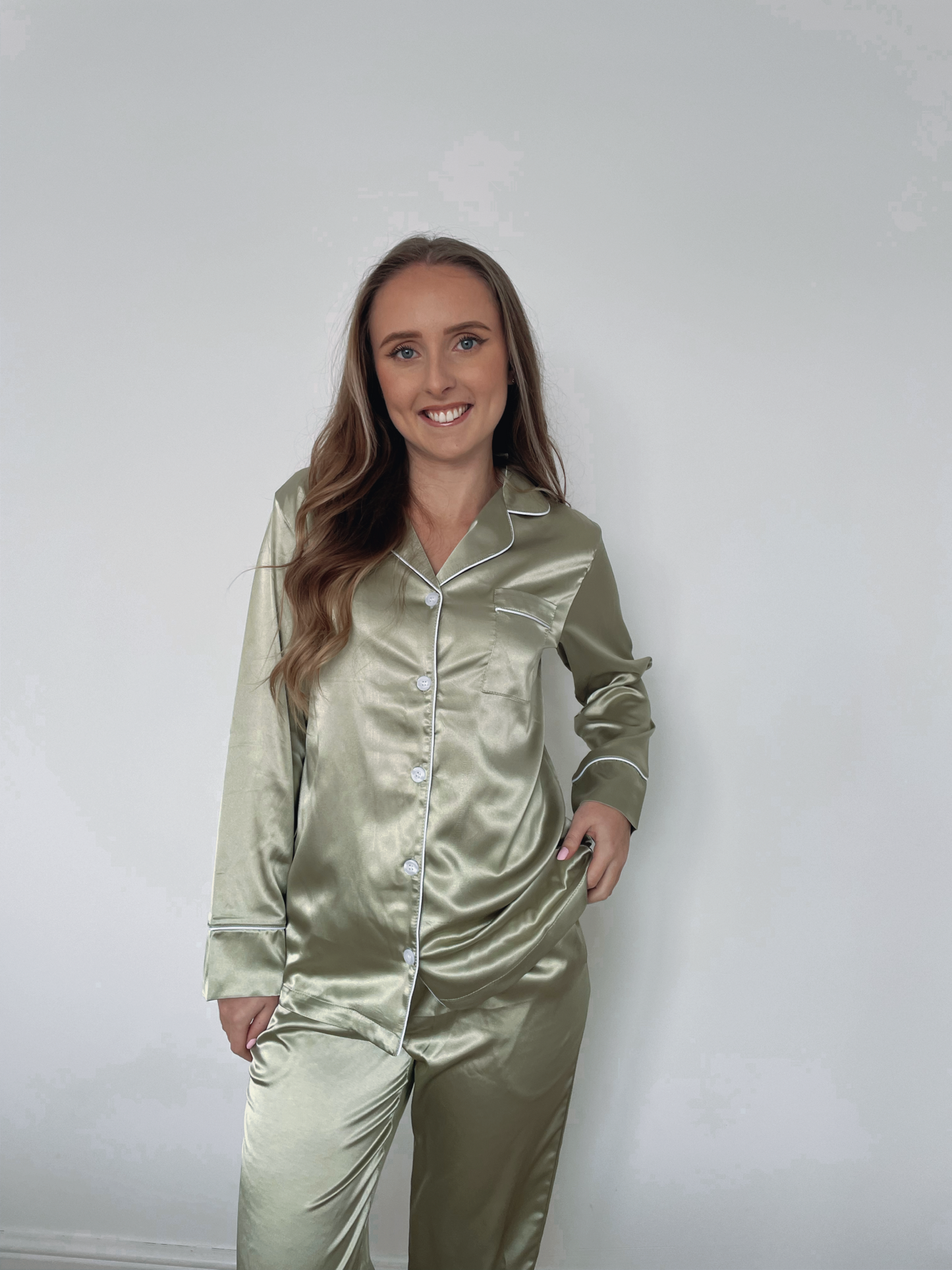 Personalised Dusty Sage Pyjamas - Long