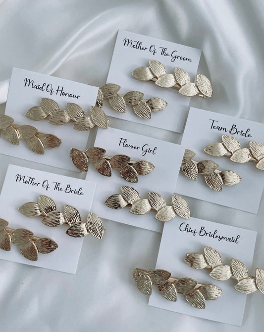 Personalised Gold Leaf Hair Clips