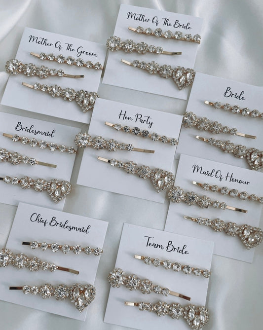 Personalised Gold Diamante Hair Clips