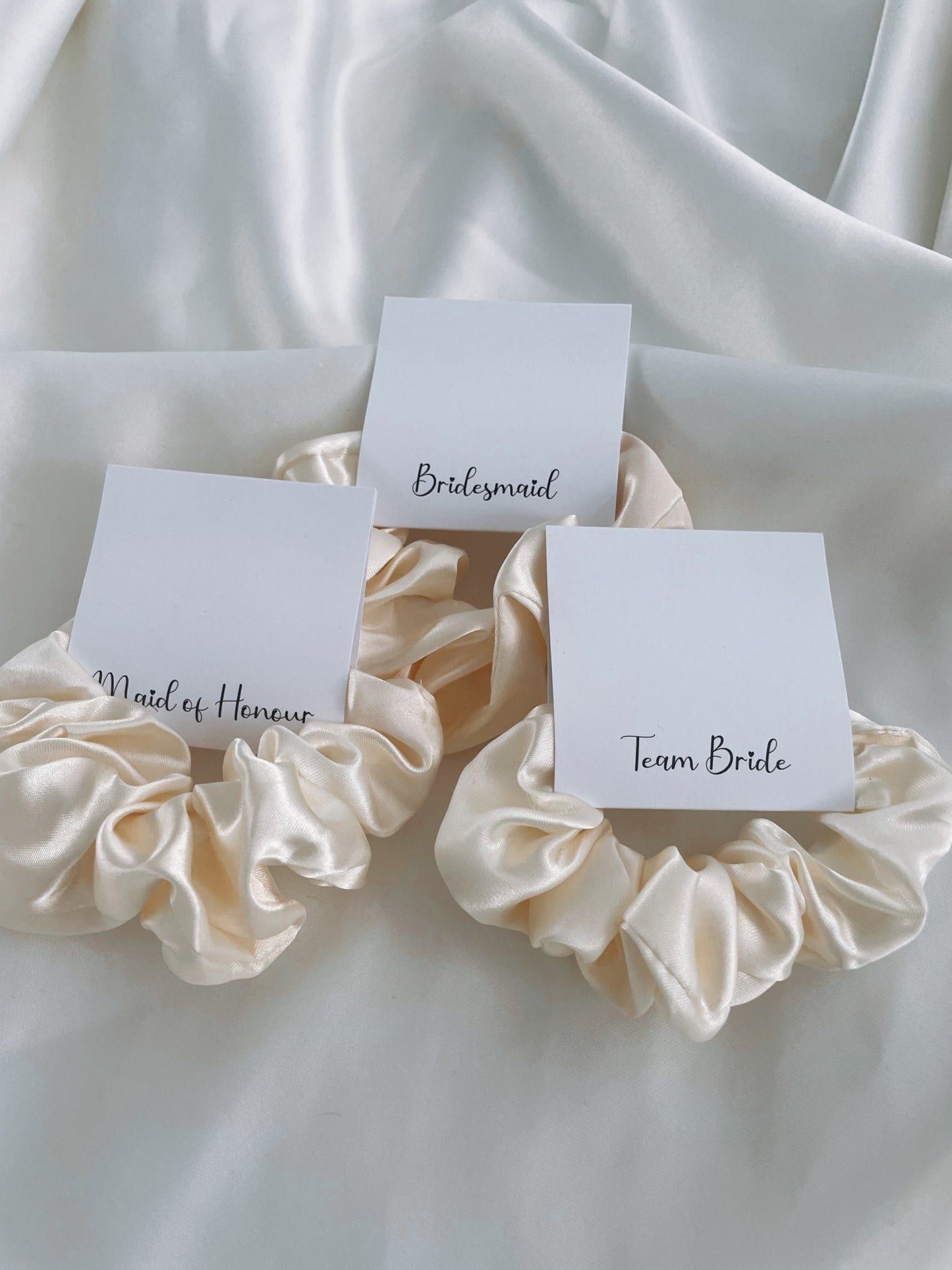 Personalised Ivory Satin Scrunchie